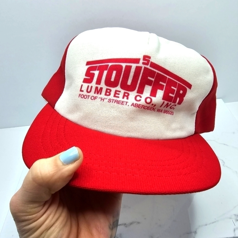 vintage 90s | red white colorblock Made in USA foam snapback hat | MENS